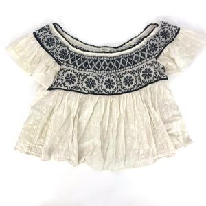 American eagle off the shoulder top medium floral embroidered boho